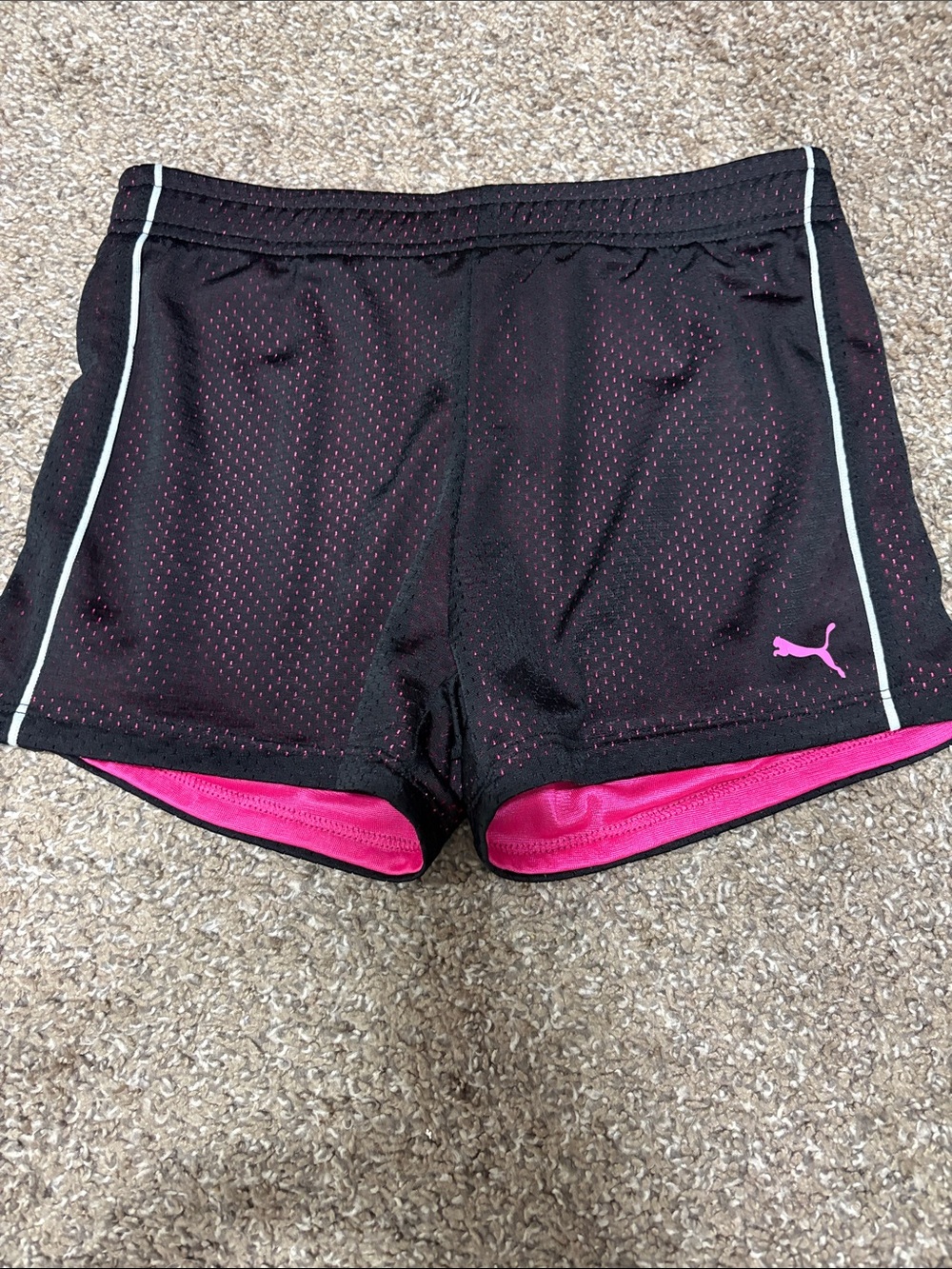 Puma Black Athletic Shorts with Pink Lining